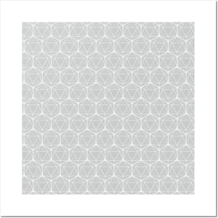 Icosahedron Pattern White on Soft Gray Posters and Art